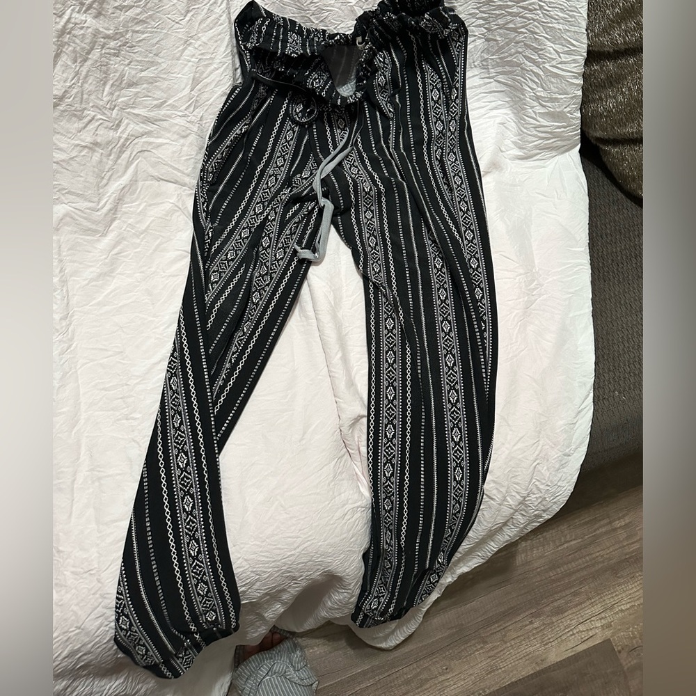 Black and white hippie long pants.